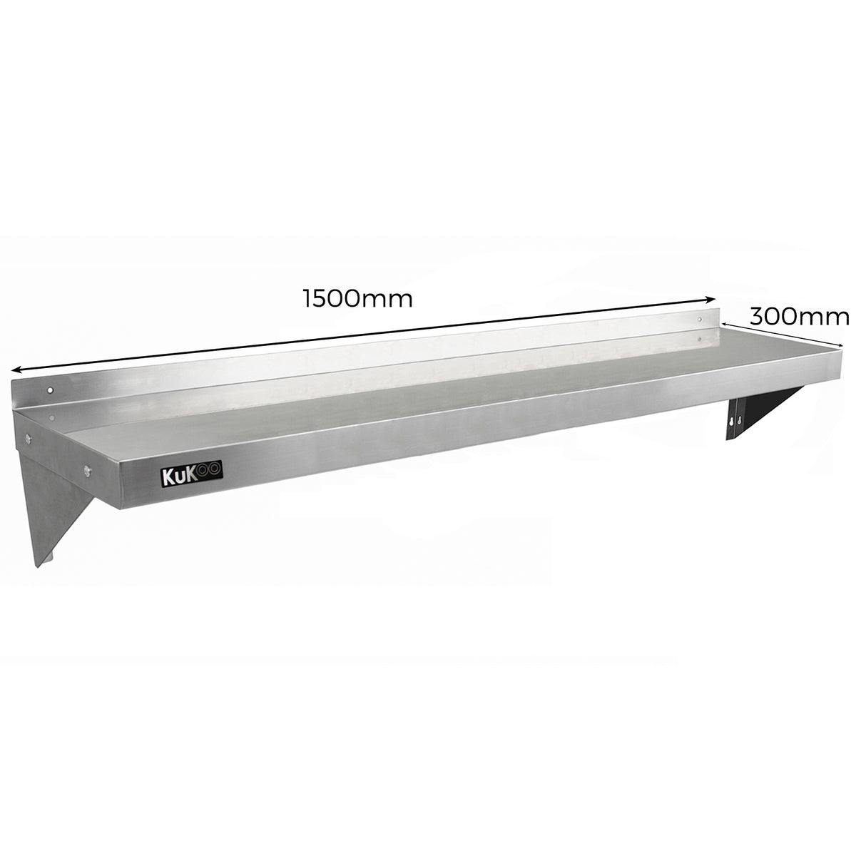 2x KuKoo Wandschap RVS - 150cm x 30cm