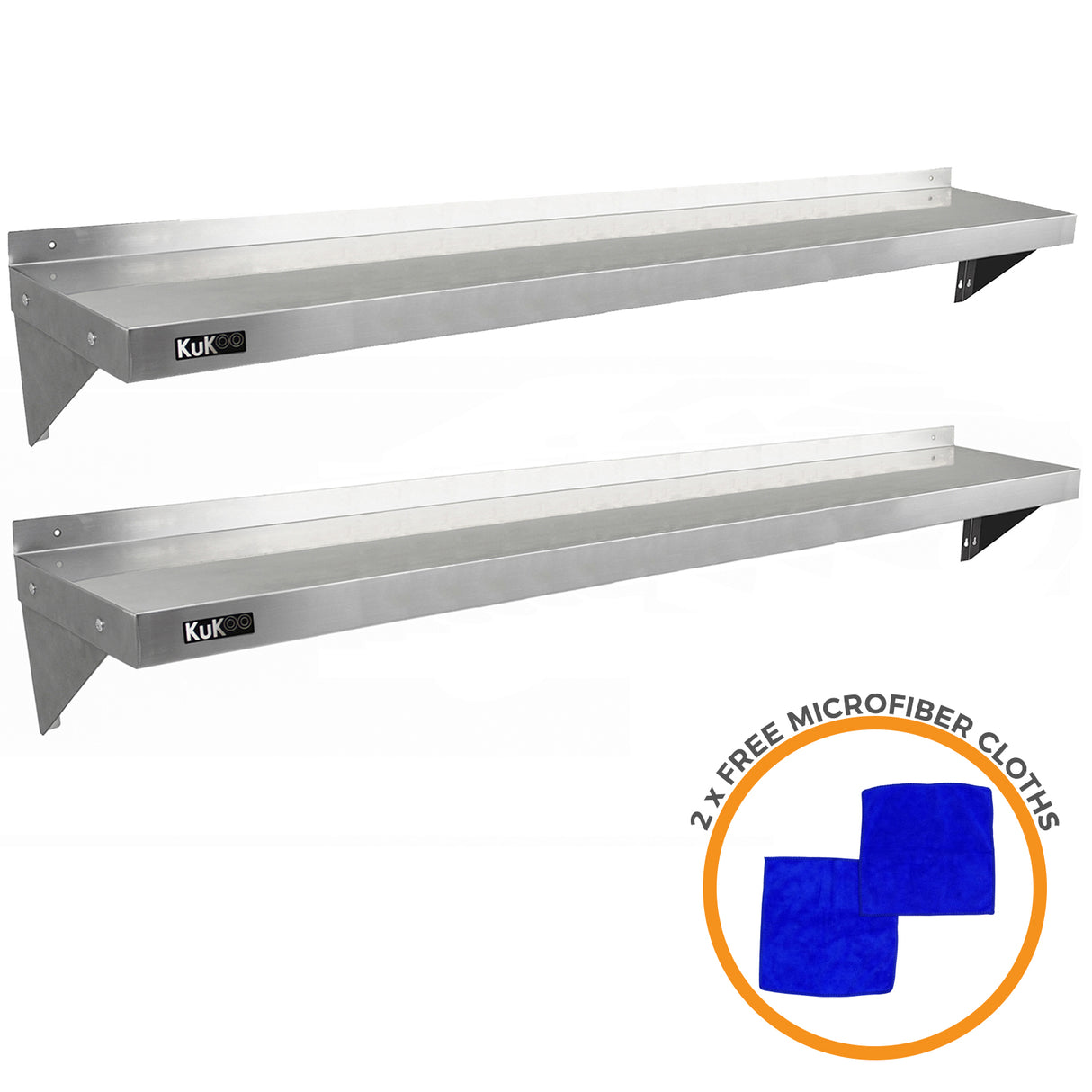 2x KuKoo Wandschap RVS - 194cm x 30cm