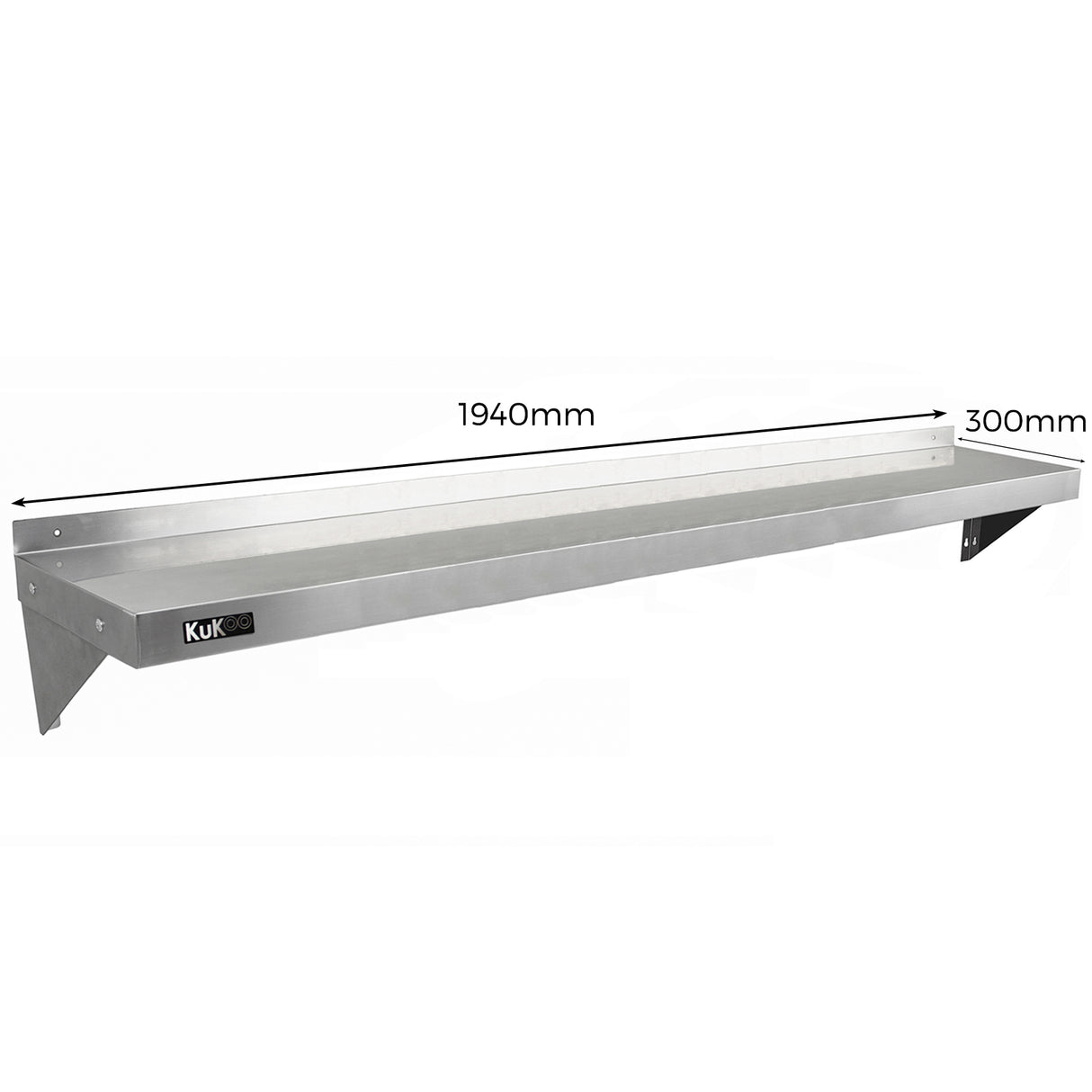 2x KuKoo Wandschap RVS - 194cm x 30cm