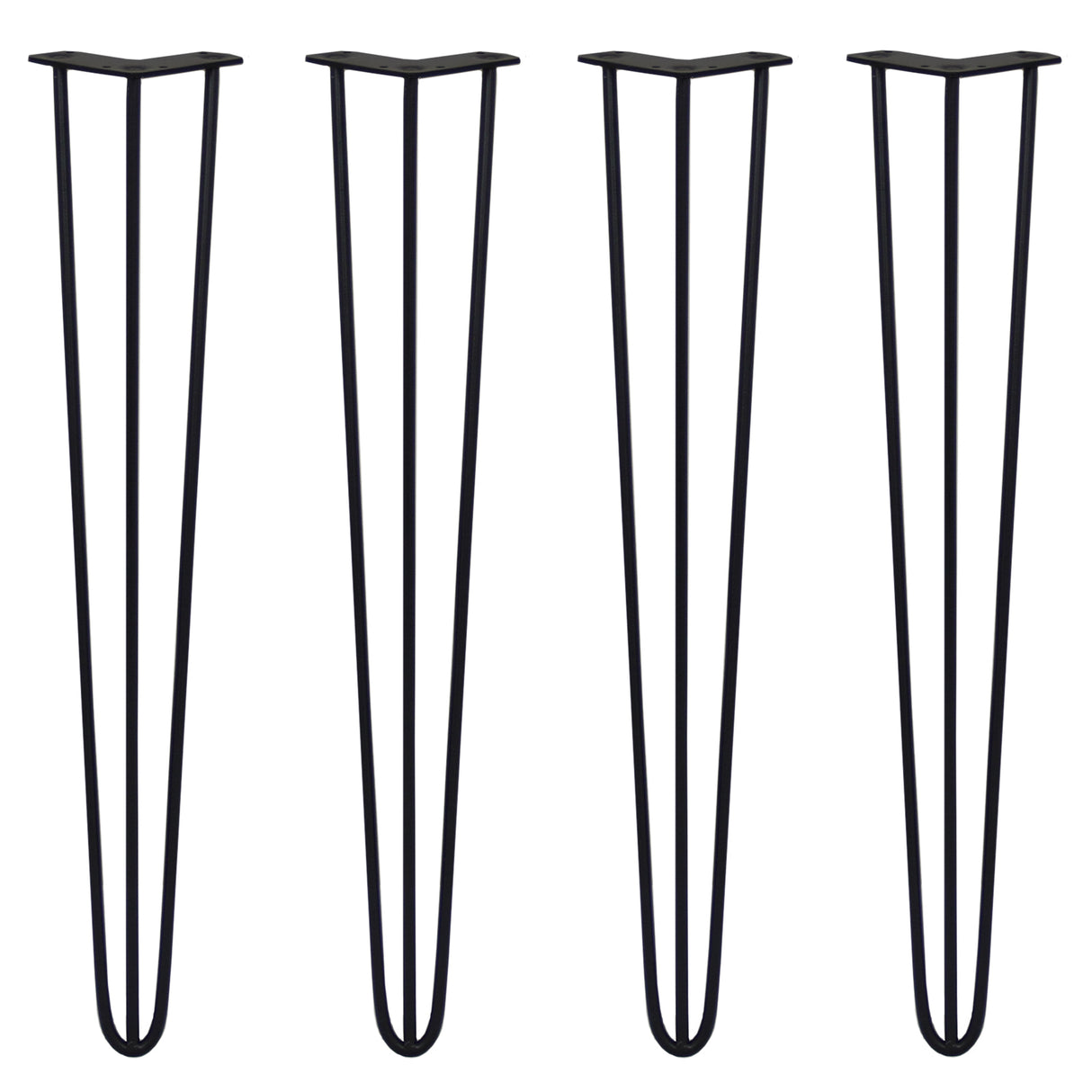 4 x 71cm pinpoten hairpin tafelpoten - Metaal - Zwart - 3 Ledig - 10mm