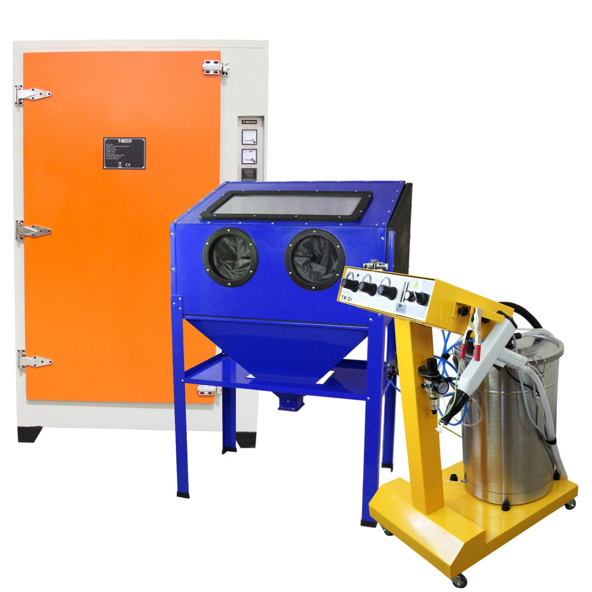 T-Mech Pro - Zandstraalcabine - 220L Capaciteit - Elektrostatische Poedercoating - Inclusief Uithardingsoven