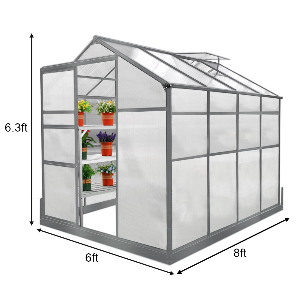 Bundel: Kweekkas met basis – 1.8m x 2.4m + Stellingen