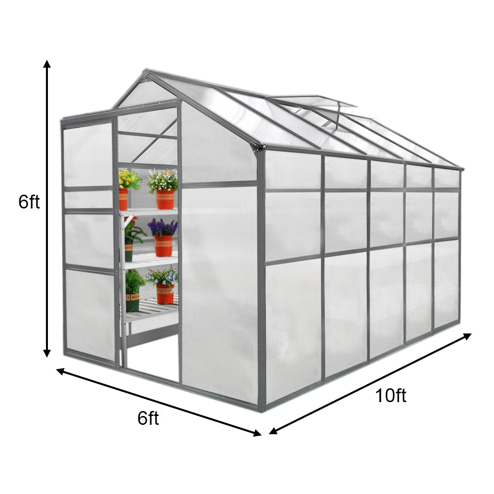 Bundel: Kweekkas zonder basis - 1.8m x 3m + 2 Waterbestendige Stellingen