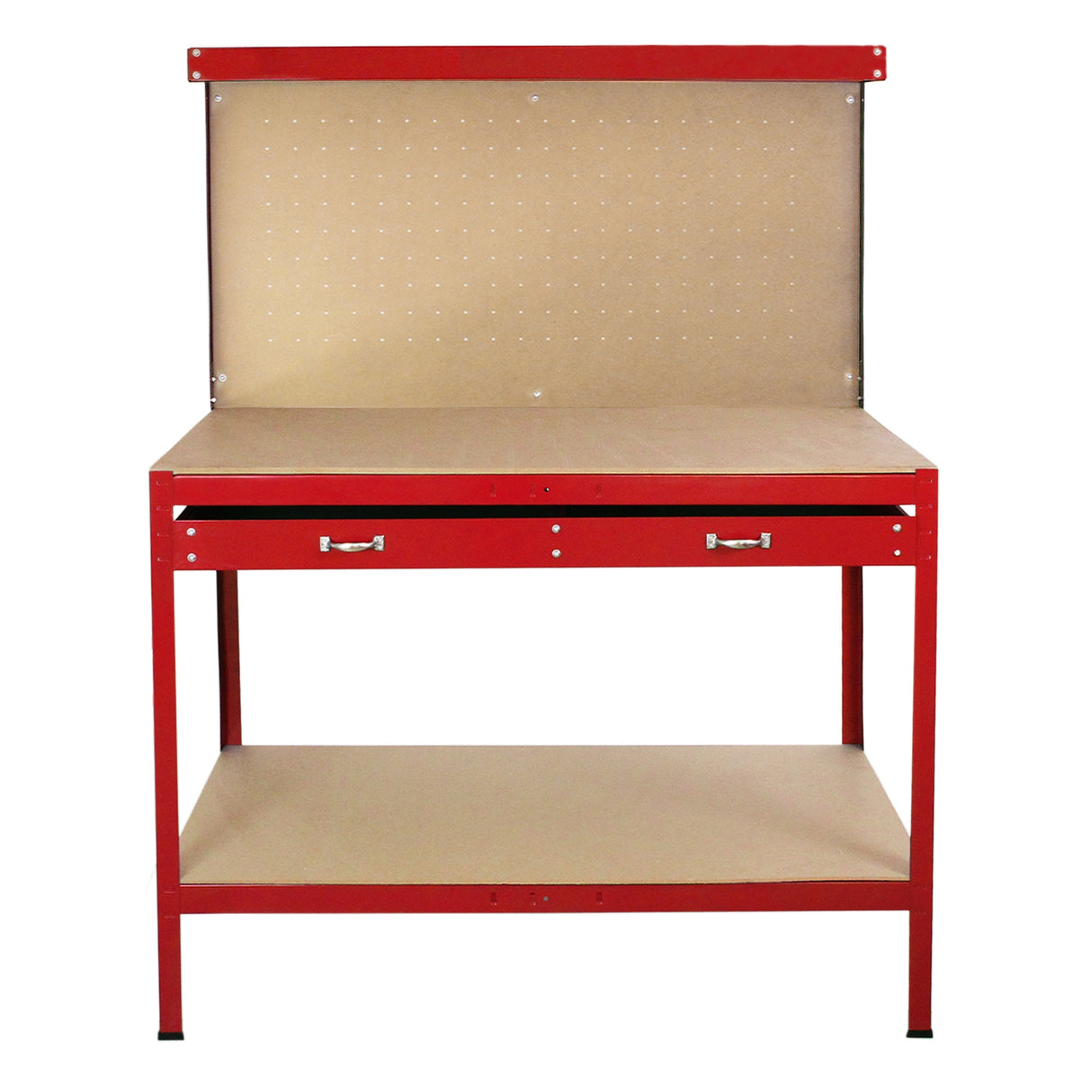 Werkbank met pegboard en lade - Rood