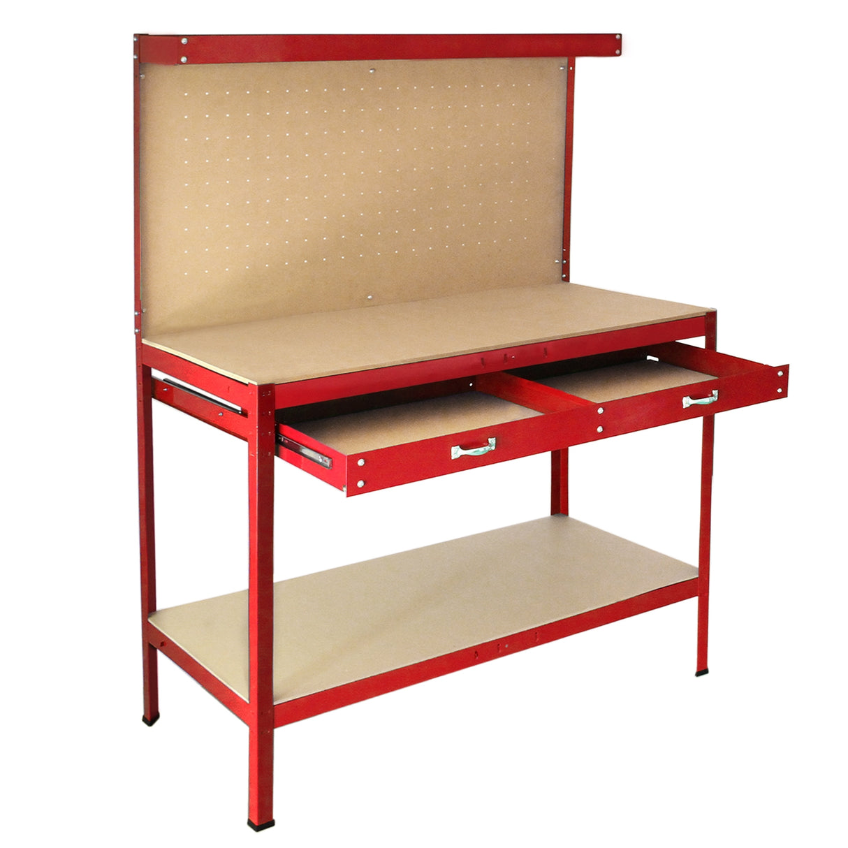 Werkbank met pegboard en lade - Rood