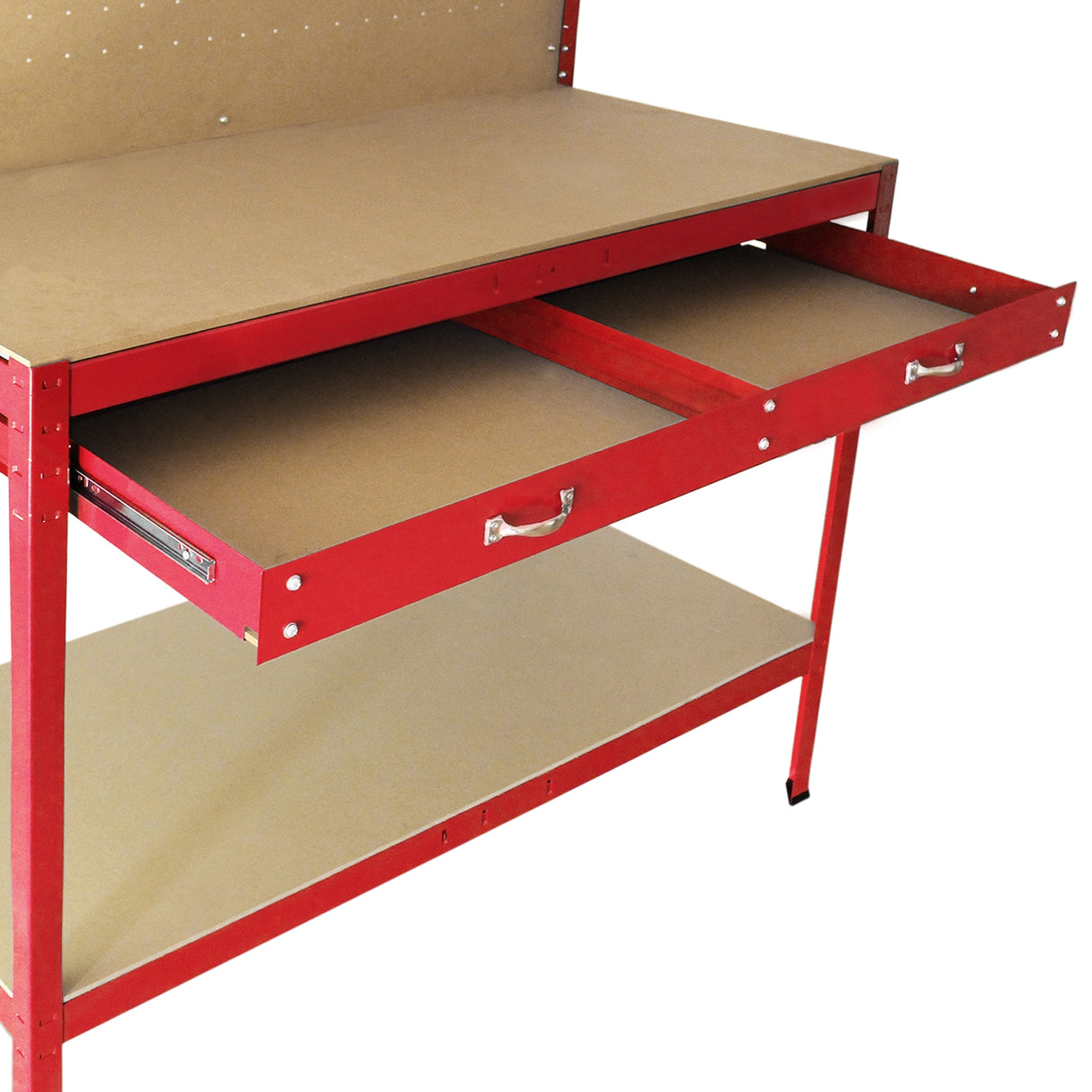 Werkbank met pegboard en lade - Rood