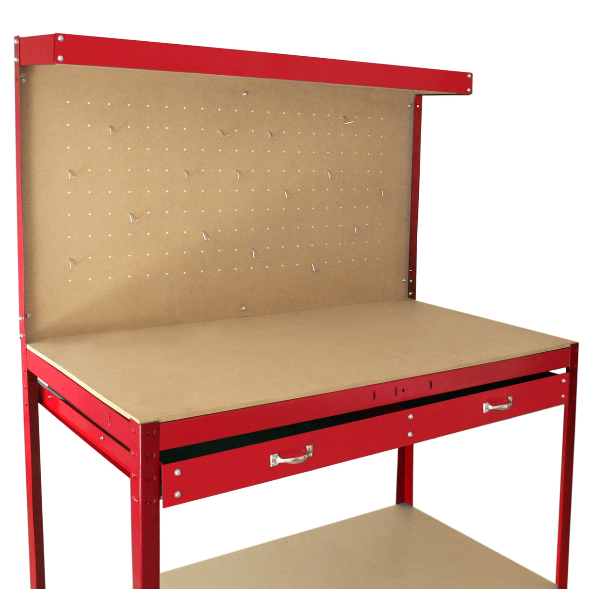 Werkbank met pegboard en lade - Rood