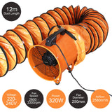 MAXBLAST Professionele Ventilator 320 W 250 Ø + 12 m slang