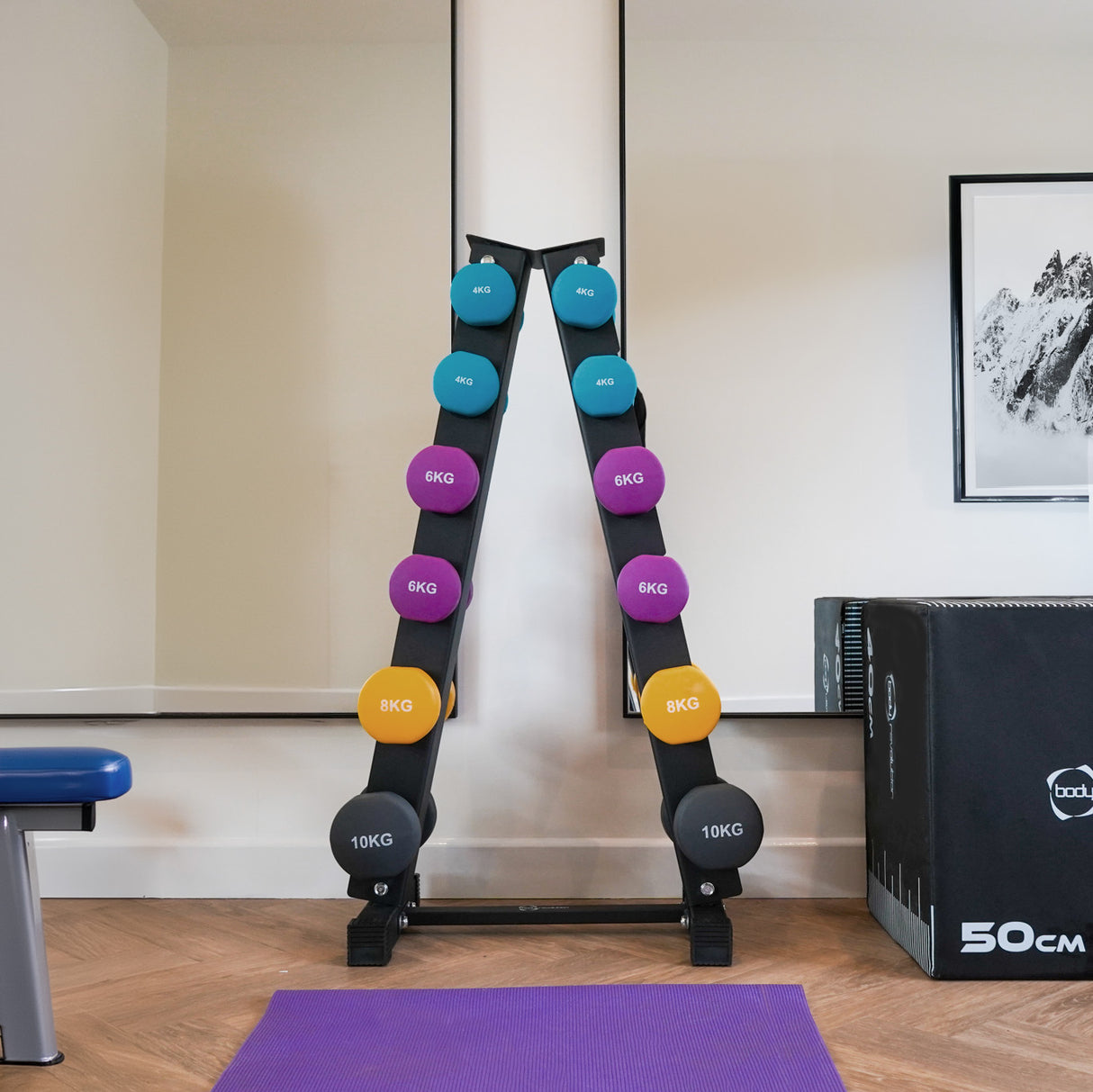 Neopreen Dumbbell Set met Rack