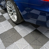 Geventileerde Kliktegels 3,2m x 6m voor Garage en Werkplaatsen, Antislip - 60 Zwart en 60 Grijs