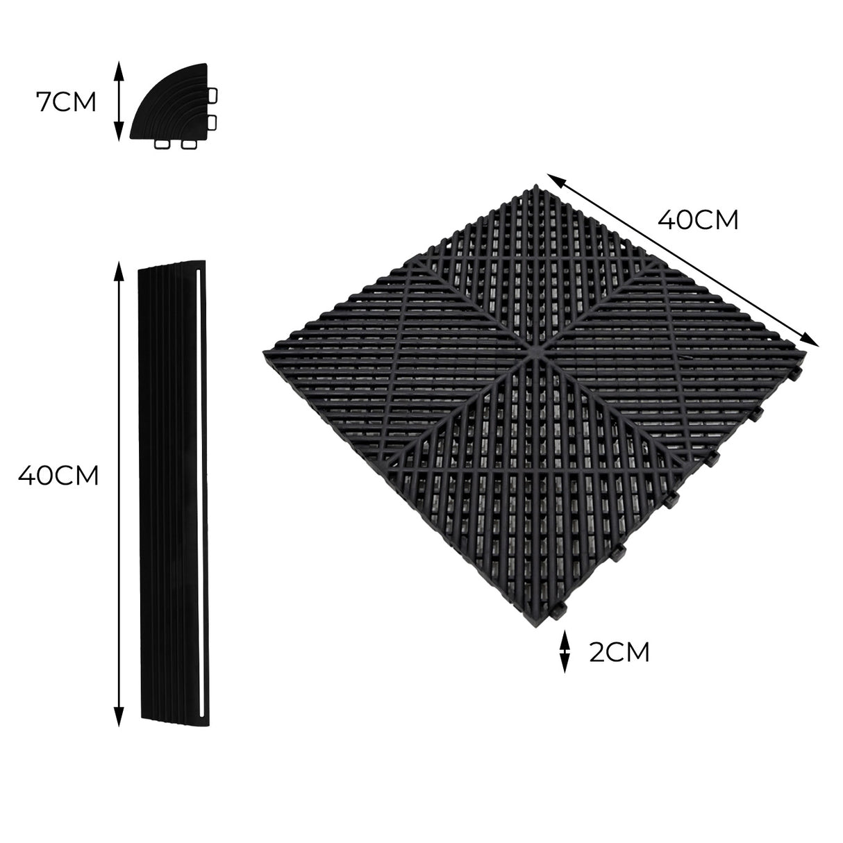 120 Zwarte Modulaire Tegels + 14 Zeshoekige LED's 6500K