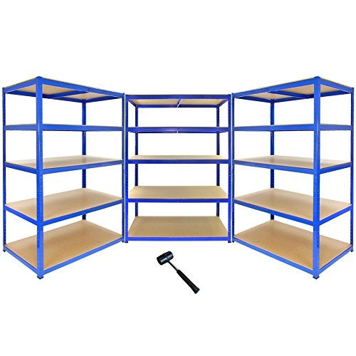 Monster Racking T-Rax Sterke Opbergrekken, Blauw, 120cm B, 60cm D, Set van 3