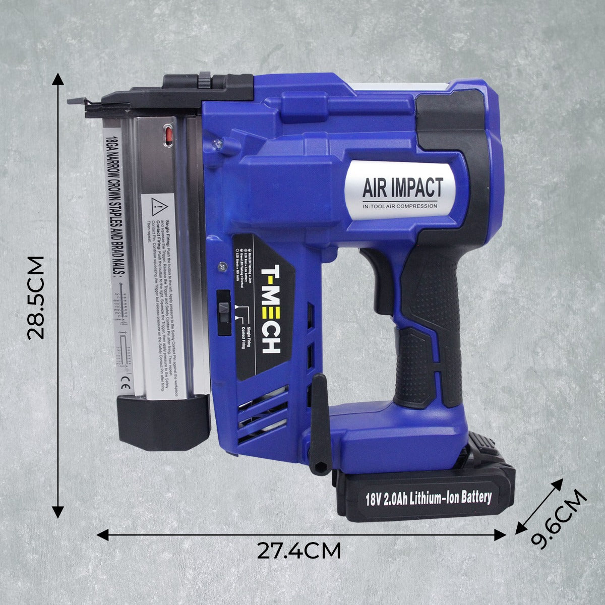 T-Mech 18v Accu/Elektrische Tacker met Extra Accu