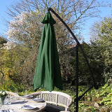 Zweefparasol + Vierkante Basis - Groen