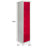 Lockerkast Metaal - Zesdeurs - Rood - Flatpack