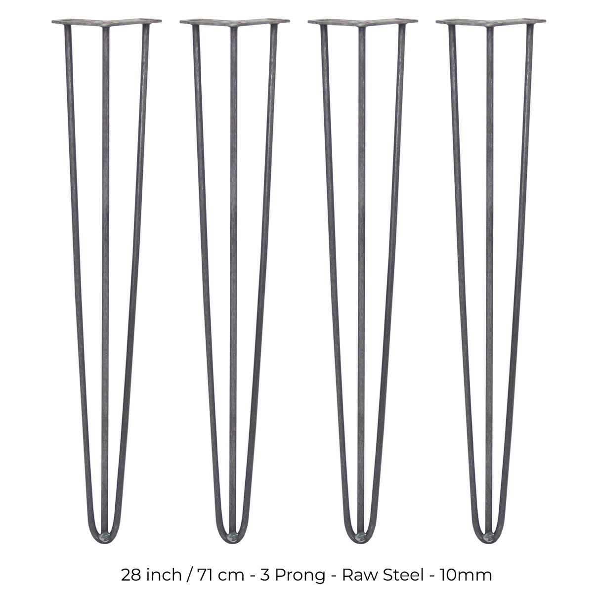 4 x 71cm pinpoten - 3 Ledig - 10mm - Ruw Staal