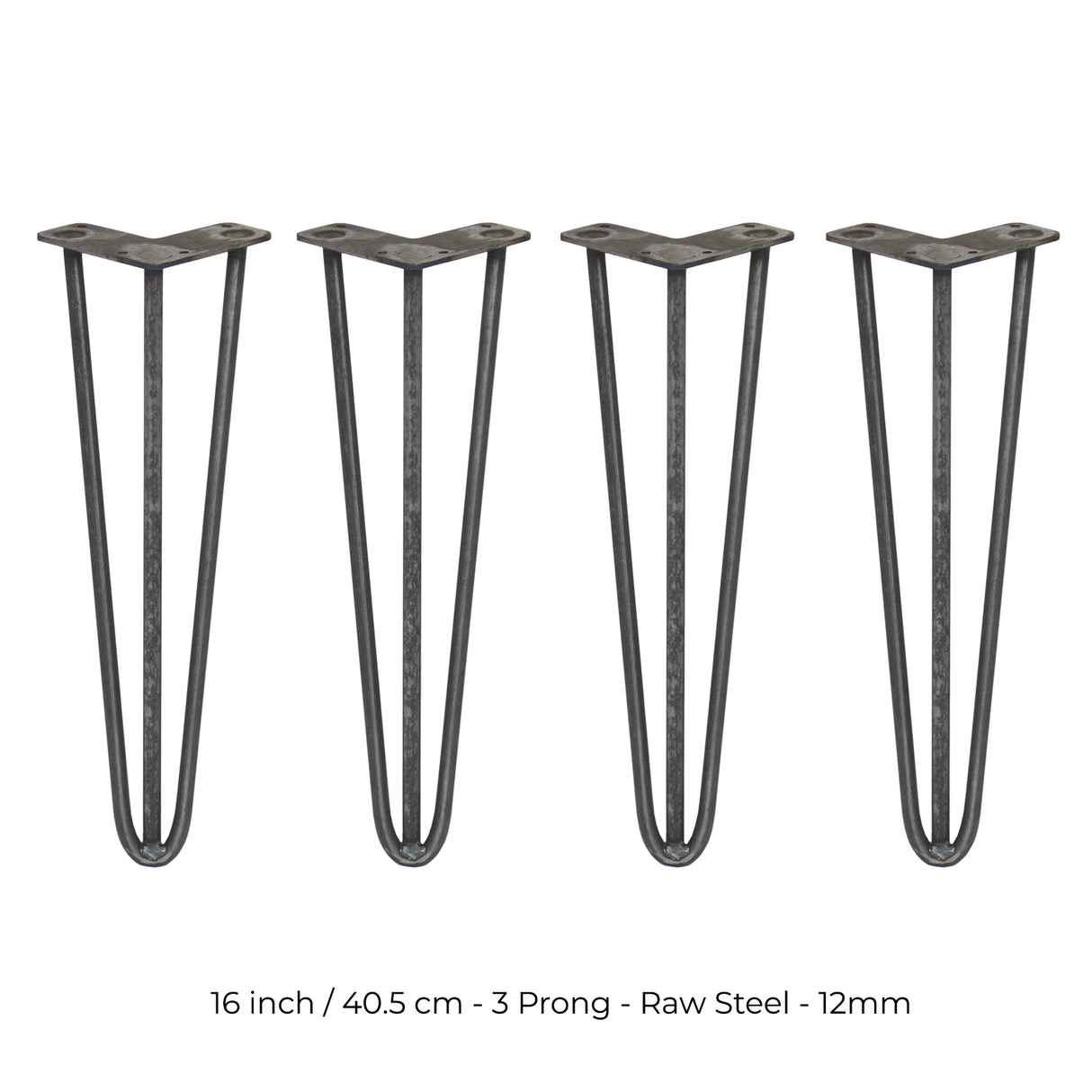 4 x 40,6cm Pinpoten - 3 Ledig - 12mm - Ruw Staal