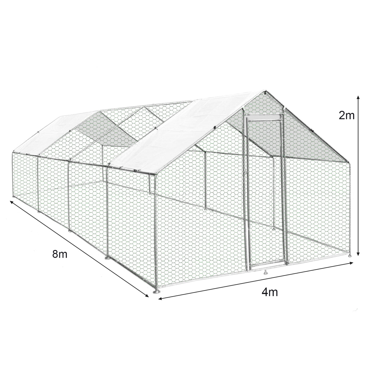 Kippenren Vrijstaand 4m x 8m x 2m